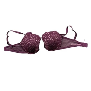 Victoria's Secret Bra 38D Lined Demi Purple Lace Gold Metallic Leopard Print - Picture 1 of 6