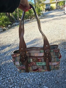 Vintage ETIENNE AIGNER SIGNATURE PURSE TOTE QUILTED PATCHWORK FABRIC Y2K 30222 - Picture 1 of 7