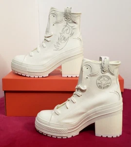 Converse Chuck 70 De Luxe Heel Western Platform Boots Vintage White Women 8.5 - Picture 1 of 9
