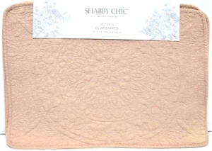 Set / 4 Shabby Chic Tischsets Baumwolle gesteppt rechteckig Dusty Blush Rosa - NEU - Bild 1 von 1