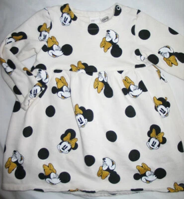 H&M Disney Minnie Mouse con lazos dorados Vestido Sudadera Peso 100% Algodón EE. UU. 2T Foto 1 de 4