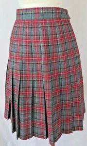 Plaid Pleated Skirts Set of 2 1 Red 1 Gray size Women 6 Vintage 1980's Modest - Picture 1 of 11