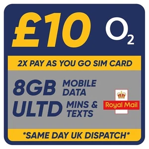 2X Scheda SIM NANO O2 - £10,00 DATA BIG BUNDLE - 8 GB DATI, MINUTI E TESTI ILLIMITATI - Foto 1 di 3