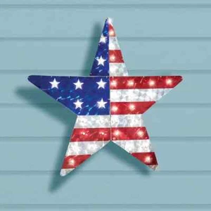 Lighted Patriotic USA Stars & Stripes 4th of July Star Indoor/Outdoor Wall Decor - Picture 1 of 1