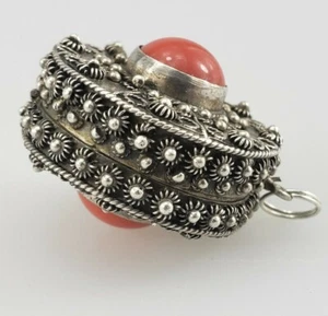 800 Silver Marrakech Oriental Box Mirror Pill Trinket Powder Jar Like Sterling - Picture 1 of 11