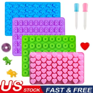 4 Pack Gummy Bear Donut Silicone Mold with Droppers - for Candy Chocolate Making - Picture 1 of 6