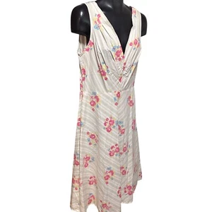 Vintage 1970s Jonathan Martin Floral Midi Dress Women’s 10 Sleeveless V-Neck - Picture 1 of 12