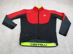 Castelli Cycling Jacket Men Extra Large XL Black Red Fleece Windstopper Full Zip - Picture 1 of 17