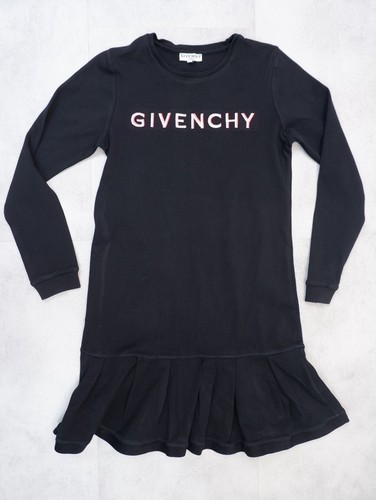 Givenchy Felpa Bambina Maglione Vestito Età 12 Anni Nero Manica Lunga Stampa Logo