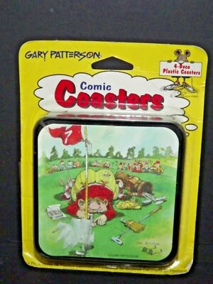 Paquete de 4 posavasos de plástico decorativos para mesa de cómic Gary Patterson golfista nuevos (r) Foto 1 de 2