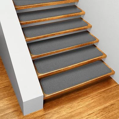 HOUSE, HOME AND MORE Set of 12 SKID-RESISTANT Carpet Stair Treads 9"x36" GRAY runner rugs