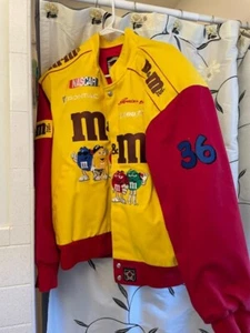 Vintage Nascar Jacket JH Designs Medium M&M's ERNIE IRVAN Racing SIGNED #36 - Picture 1 of 2