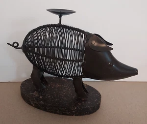 Portacandele corpo maiale con filo Tealight coda girevole testa solida gambe 7 pollici - Foto 1 di 2