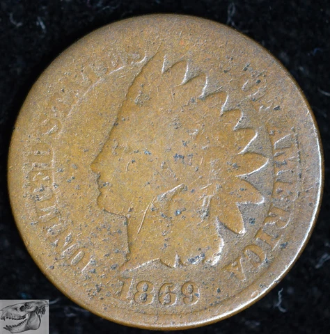 1869 Indian Head Cent, Good Condition, Early Date Penny, Free Shipping, C6255 Cover