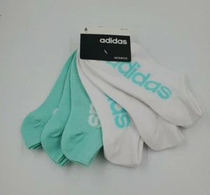 6 Pair Adidas Superlite No Show Socks, Women's Shoe Size 5-10, Teal, White L4 MP - Picture 1 of 6