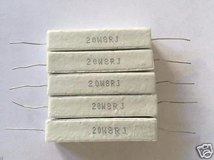 5 Pcs Wire Wound Ceramic Cement Resistor 8 Ohm 20W 5% - Picture 1 of 2