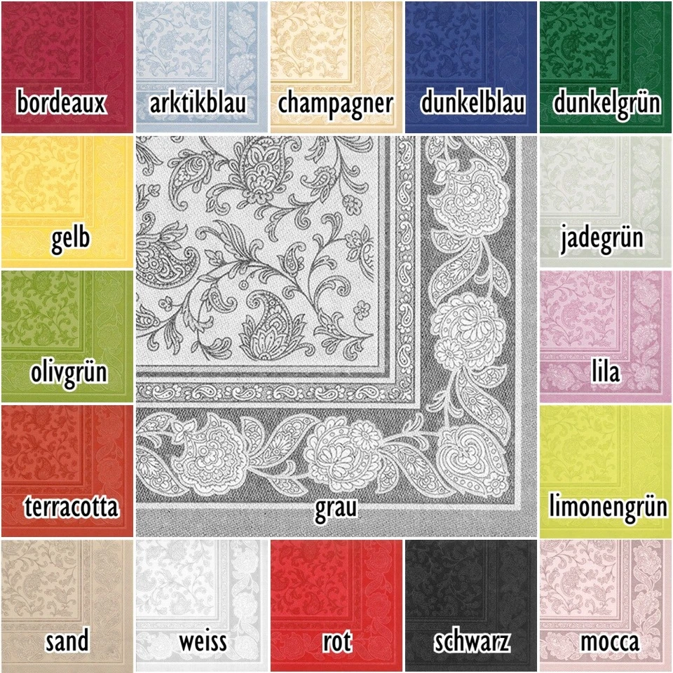 Servietten ROYAL 1/4-Falz 40x40cm Ornaments Premium stoffähnlich Hochzeit Muster - Bild 1 von 1