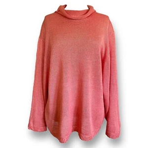 Vintage Michael Simon Womens Sweater Sz Large Peach Linen Turtleneck Coastal - Picture 1 of 4