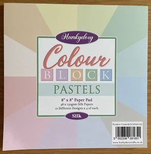 Hunkydory 8"x8" Color Block Silk Paper Pad - Pastels (48 x 150gsm Papers) - Picture 1 of 2