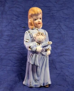 Vintage Porcelain Girl With Doll Figurine - Picture 1 of 5