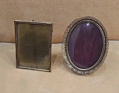 2 ANTIQUE FRENCH MINIATURE GILT BRONZE Oval, Fredk. Loeser&Co Brocklin NY FRAMES - Image 1 of 4