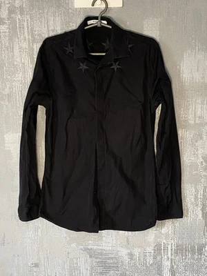Givenchy Paris Star Shirt Mens Size 39 Black Embroidered Button Down Long Sleeve - Image 1 of 4