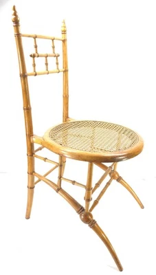 Rare R.J. Horner Antique Aesthetic Movement Faux Bamboo Vanity Chair Cane Seat - Image 1 of 4