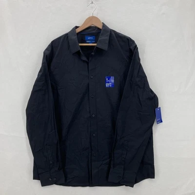 Camisa APT.9 Para Hombres 2XL Negra Premier Flex Sin Hierro Elastizada Abotonada Negocios Nueva con Etiquetas Foto 1 de 4