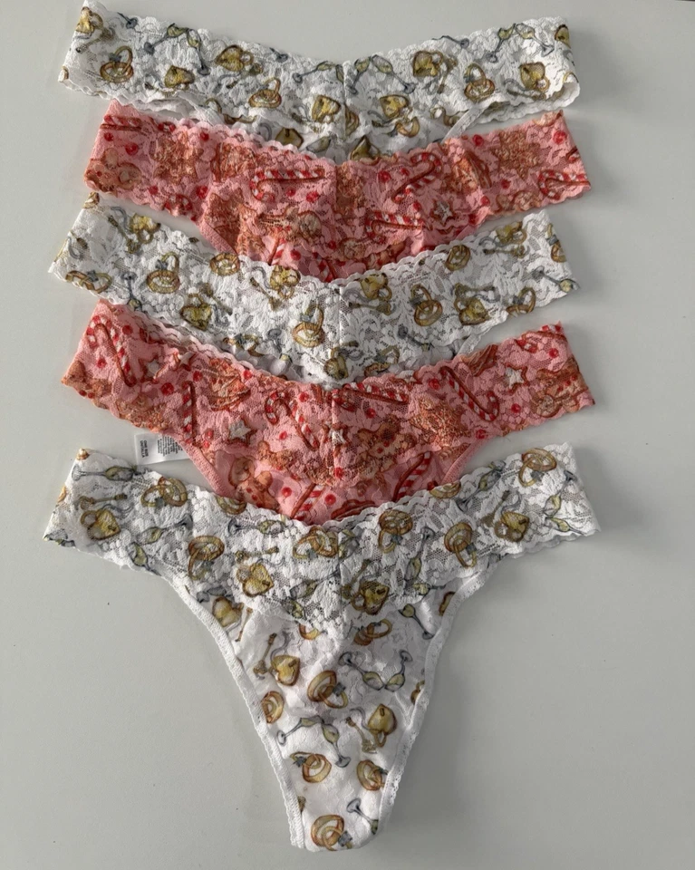 NUEVO Hanky Panky Surtido Paquete de 5 Tangas de Encaje Original Talla Única Foto 1 de 4