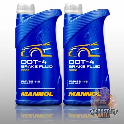 2L LITER MANNOL BREMSFLÜSSIGKEIT DOT-4 BRAKE FLUID | 2x1L DOT 4 SET - Bild 1 von 4