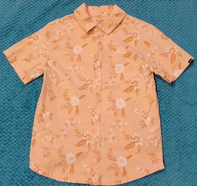 Hurley Hawaiian Youth Medium 10-12 Buttondown Orange Floral Surf Style Boys  - Image 1 of 4