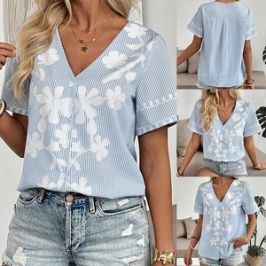 Casual Striped V Neck Shirt for Women Great for Everyday Wear and Activities - Picture 1 of 72