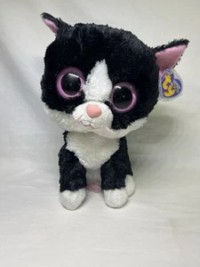 TY Beanie Boos Pepper 9 Zoll 2011 Medium schwarzweiß Katze Plüsch feste Augen lila Ohrmarke - Bild 1 von 7