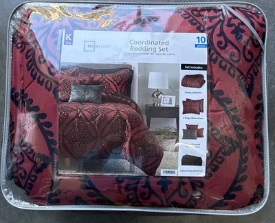 Juego de cama coordinado rojo Mainstays de 10 piezas Foto 1 de 4
