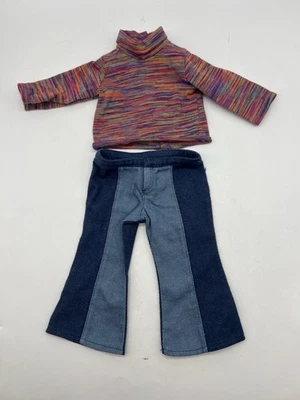American Girl Julie Classic Meet Outfit Bellbottom Jeans Pantalones y Camisa a Rayas Foto 1 de 4