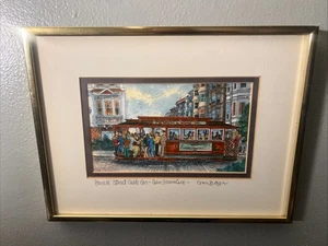 Gus C. Bayz San Francisco Powell Street Car 1973 Picture Framed Signed - Picture 1 of 4