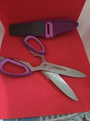 Sabatier Kitchen Scissors Cuts Bones Etc. Sheath Has Magnet   For Easy Hanging. - Image 1 of 3
