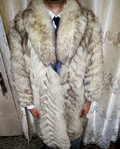 Vintage Damen Luxus Echt Blau Schatten Fuchs Blond Pelz Langer Mantel M 10 40R - Bild 1 von 14