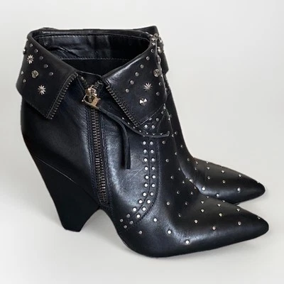 Sam Edelman Royce Studded Leather Ankle Boot Bootie Black Pointy Toe Women’s 7.5 - Image 1 of 4