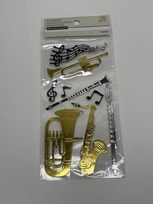 Pegatinas temáticas recuerdos instrumentos musicales 9 piezas lámina de oro Foto 1 de 4