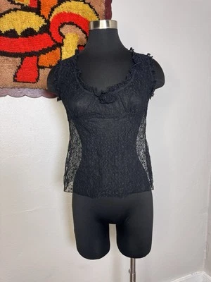 Blusa Top Roseta Dolce & Gabanna Negra Malla Encaje Foto 1 de 4