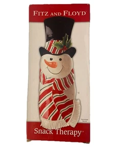 2005 FITZ & FLOYD HAND PAINTED SNACK THERAPY SNOWMAN SERVER EUC - Picture 1 of 4