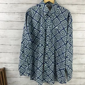 Cinch Shirt Mens XL Blue Button Down Paisley Geometric Western Cowboy Rodeo - Picture 1 of 12
