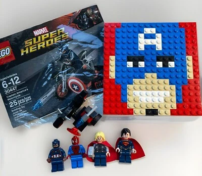 LEGO Marvel Super Heroes Captain American Superman Thor Spiderman Minifigures - Image 1 of 4