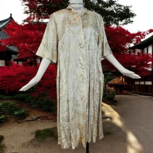 1950s 60s Vintage Retro Japanese Lamé Cream Toned Jacket Coat Broquade Asian - Picture 1 of 24