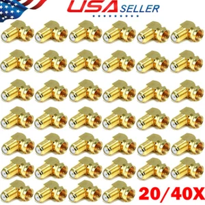 20/40x 90° Right Angle Gold Plated F RG59 RG6U Coaxial Coax Connector Adapters - Picture 1 of 17