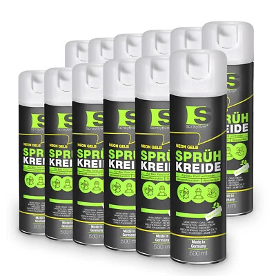 Spraytive 12x 500ml Sprühkreide neon-gelb Kreidespray Markierungsspray Farbspray - Bild 1 von 4