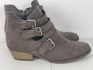 Natural Reflections Faux Suede Leather Ankle Booties Taupe Brown 7.5 Boots - Picture 1 of 7