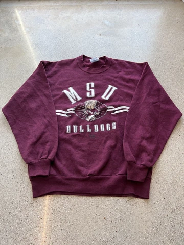 VINTAGE MISSISSIPI STATE BULLDOGS SWEATSHIRT BURGUNDY ADULT MEDIUM Cover