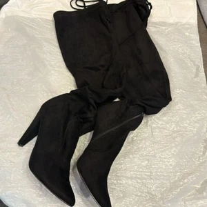 Jordan elastic knee high black suede boots size 8 - Picture 1 of 8